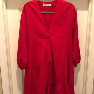 Zara red parachute material  super cool midi dress